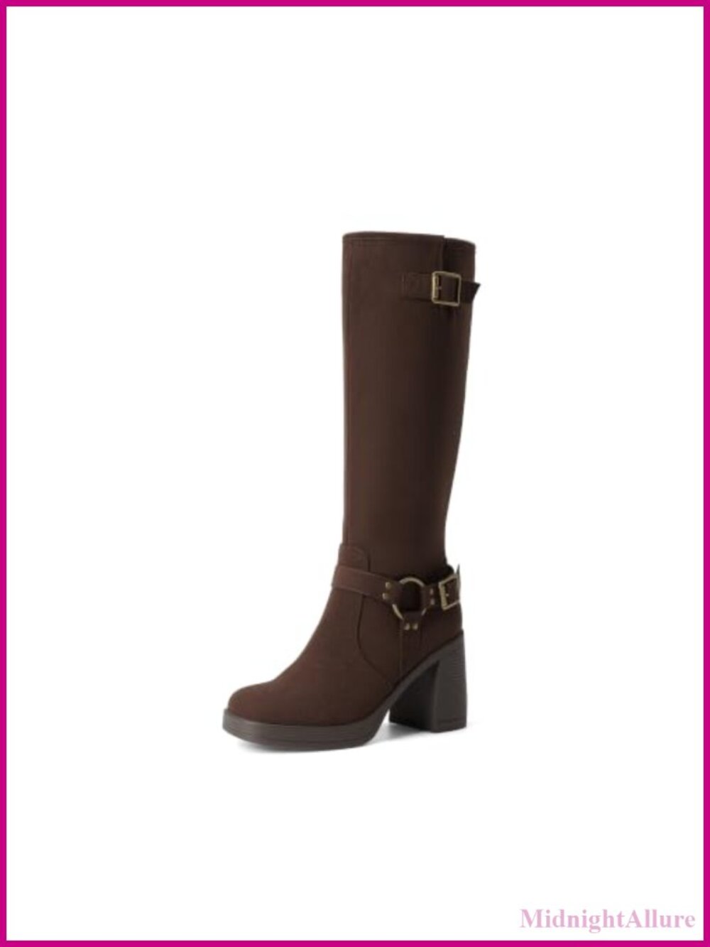 Women's Platform Chunky Knee High Moto Boots